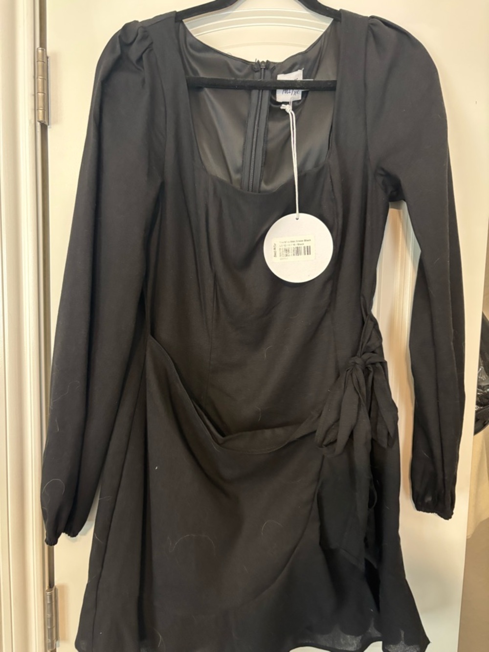 Princess Polly Black Long-Sleeve Tie-Waist Dress